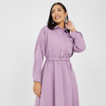 Cuffed Sleeves Shirt Maxi Dress